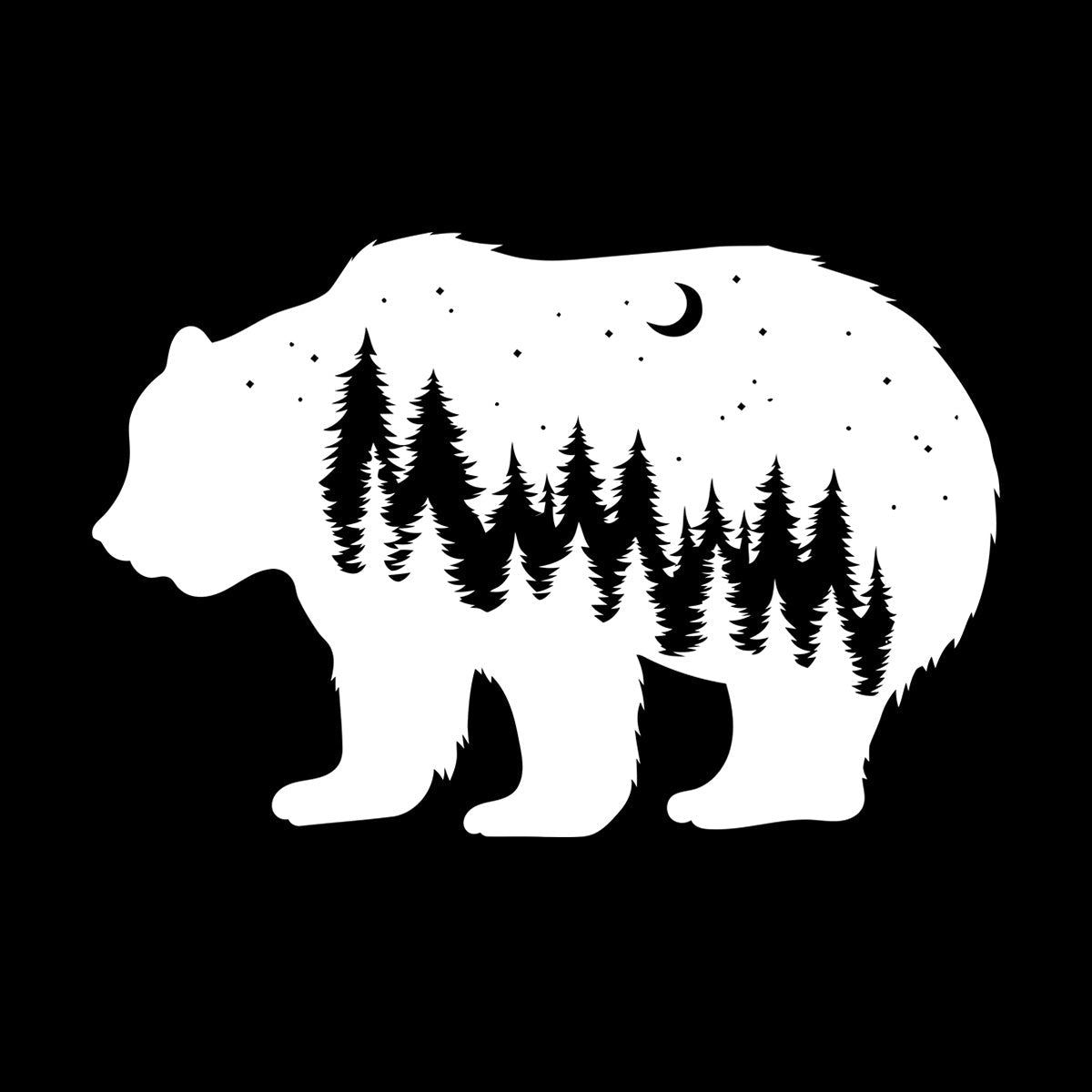 Fine Carving Stickers Bear Animal Moon Night Stars Waterproof