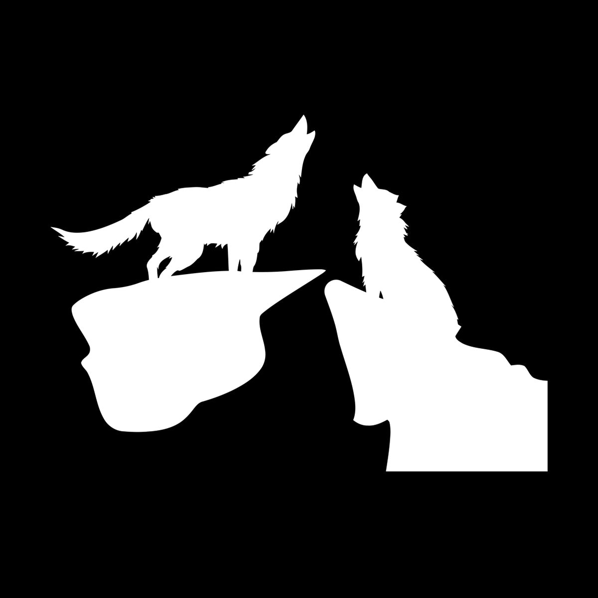 Vinyl Wall Decals Night Couple Wolfs Howl Predator Animal It Won'T Fall Off