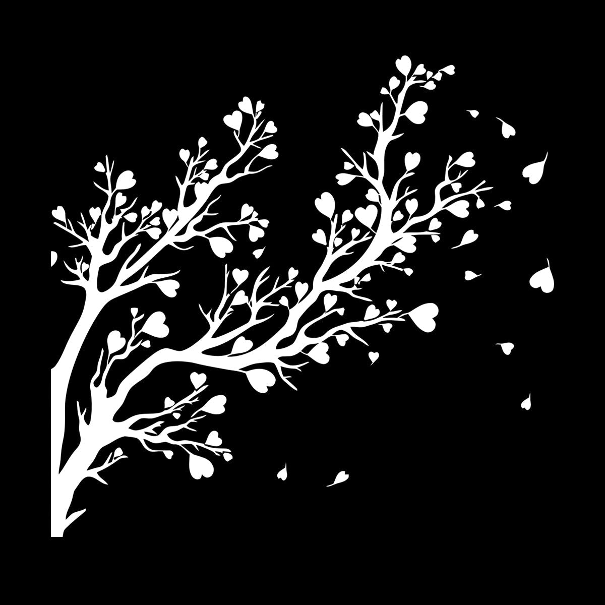 Fine Carving Decals Tree Branch Leaves Hearts Romance Art Decoration