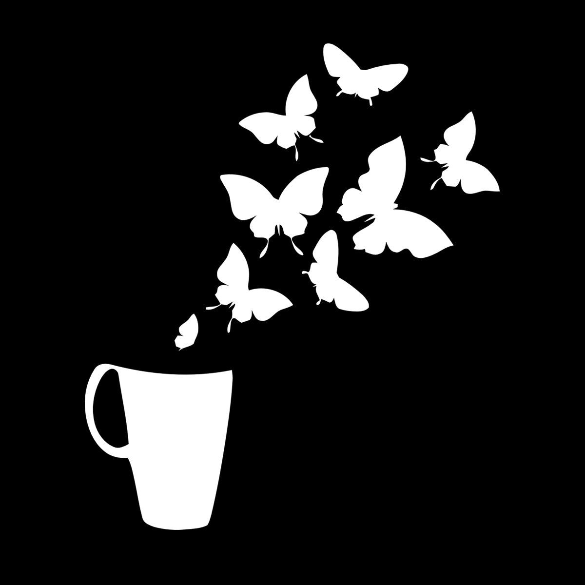 Coffee Cup House Shop Butterflies Kitchen Tea Vinyl Wall Decals Personalized Customization