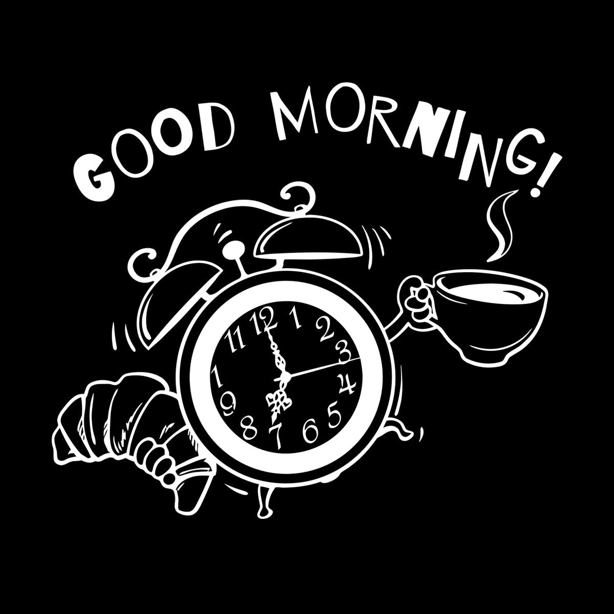 Wall Decals Pvc Breakfast Time Clock Logo Good Morning Coffee Shop Do Not Damage The Wall Surface