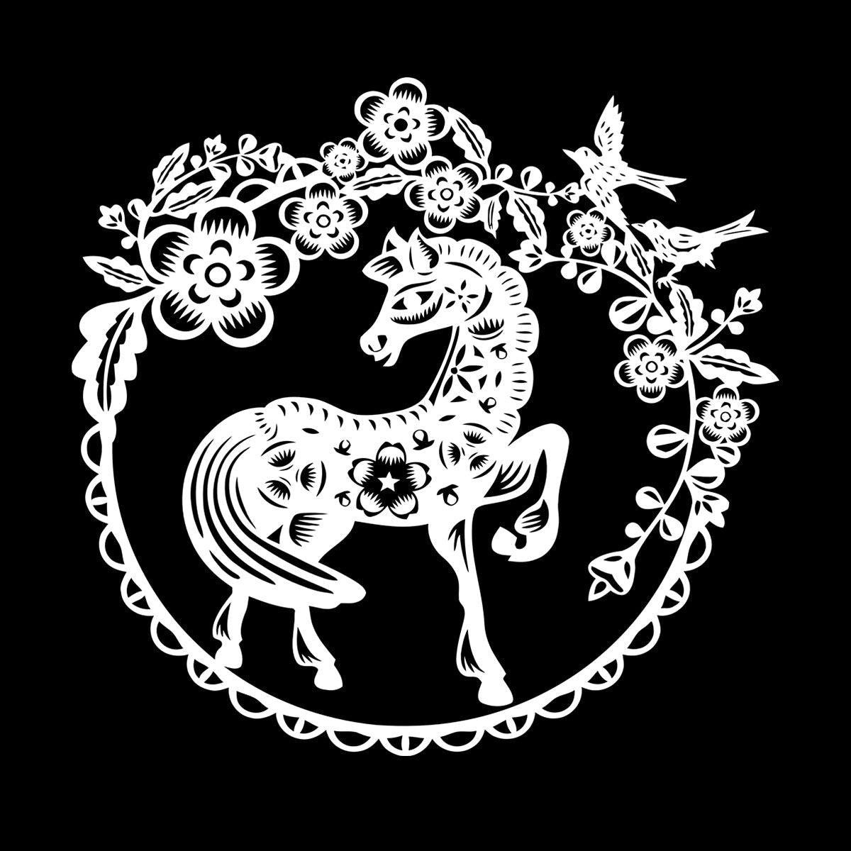 Vinyl Wall Stickers Fairy Story Little Pony Paradise Birds Flowers Berries Easy Installation