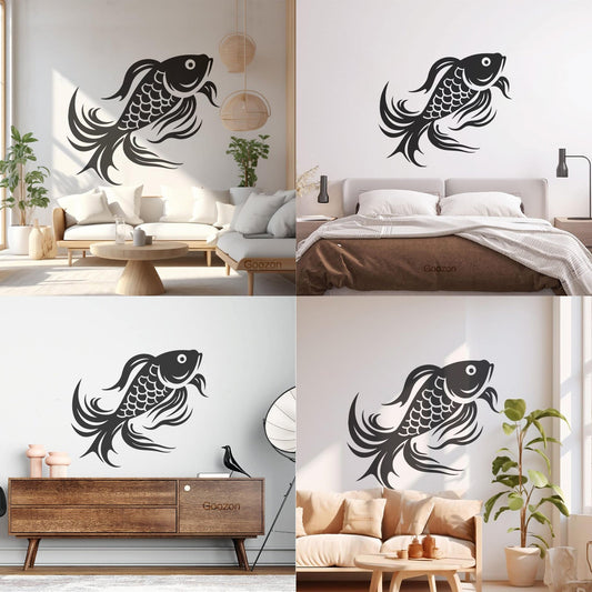 Engraving Decals Of A Stylized Koi Fish Perfect It Won'T Fall Off
