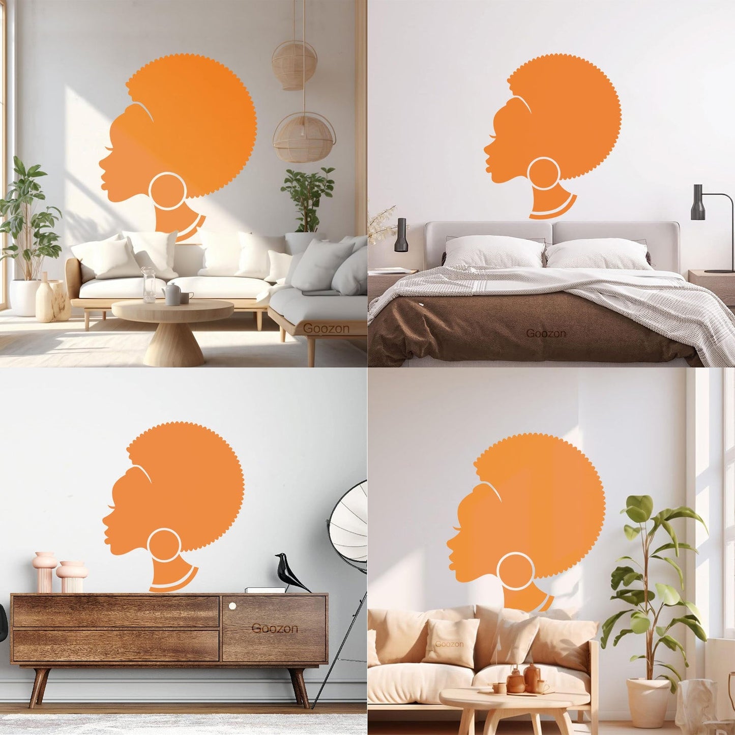 Abstract African Woman Hairstyle Girl Wall Decals Pvc Easy Installation