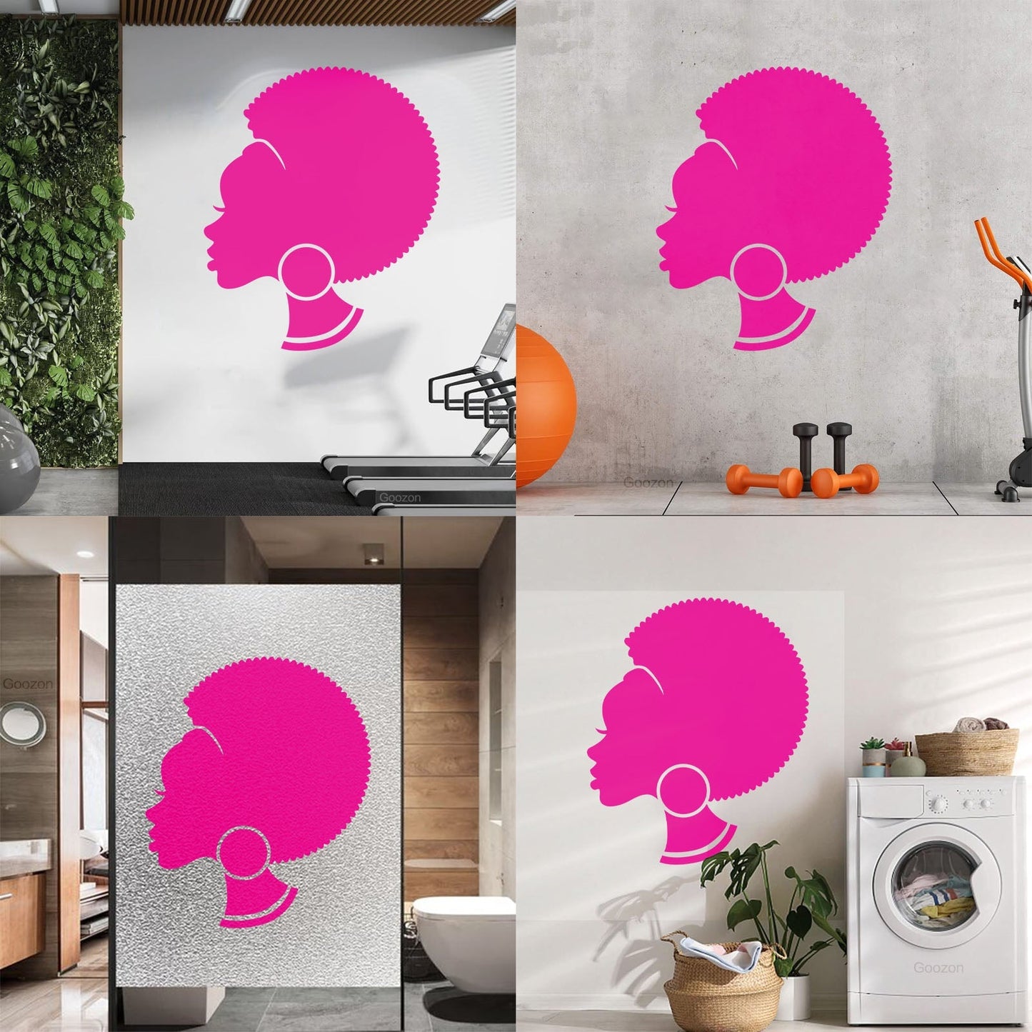 Abstract African Woman Hairstyle Girl Wall Decals Pvc Easy Installation