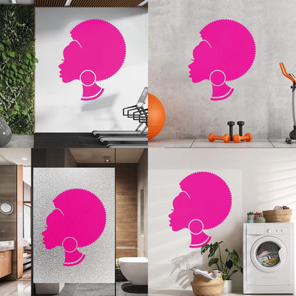 Abstract African Woman Hairstyle Girl Wall Decals Pvc Easy Installation