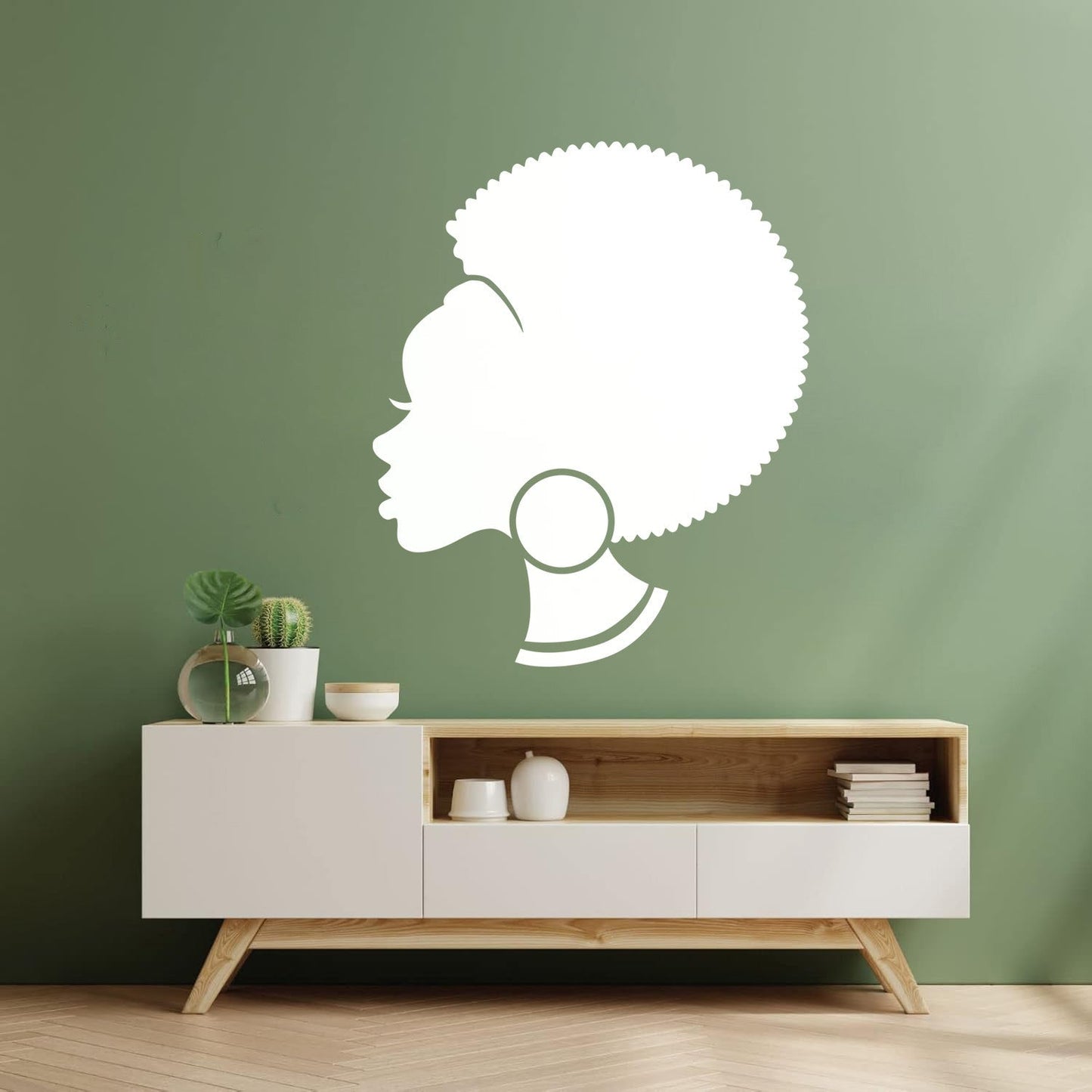 Abstract African Woman Hairstyle Girl Wall Decals Pvc Easy Installation