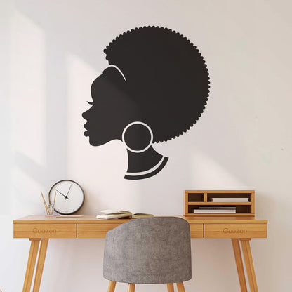 Abstract African Woman Hairstyle Girl Wall Decals Pvc Easy Installation