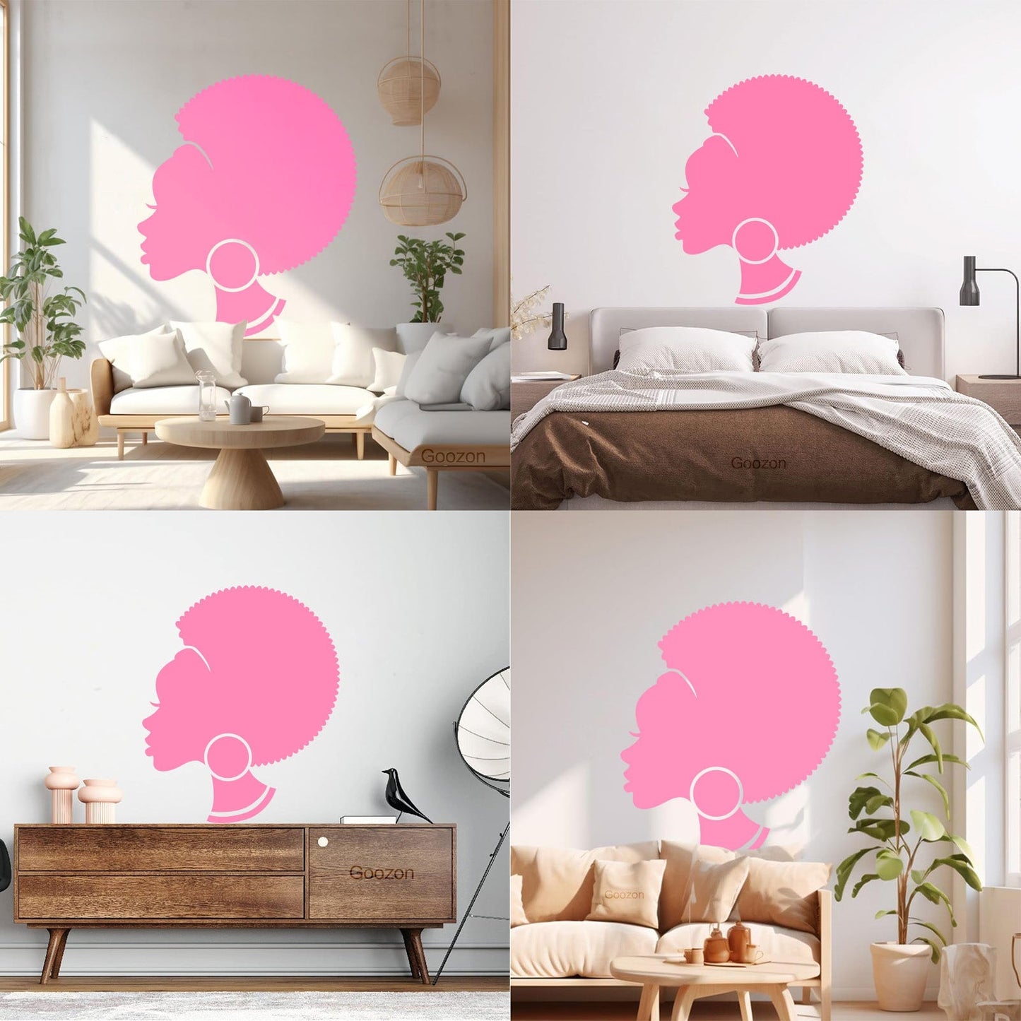 Abstract African Woman Hairstyle Girl Wall Decals Pvc Easy Installation