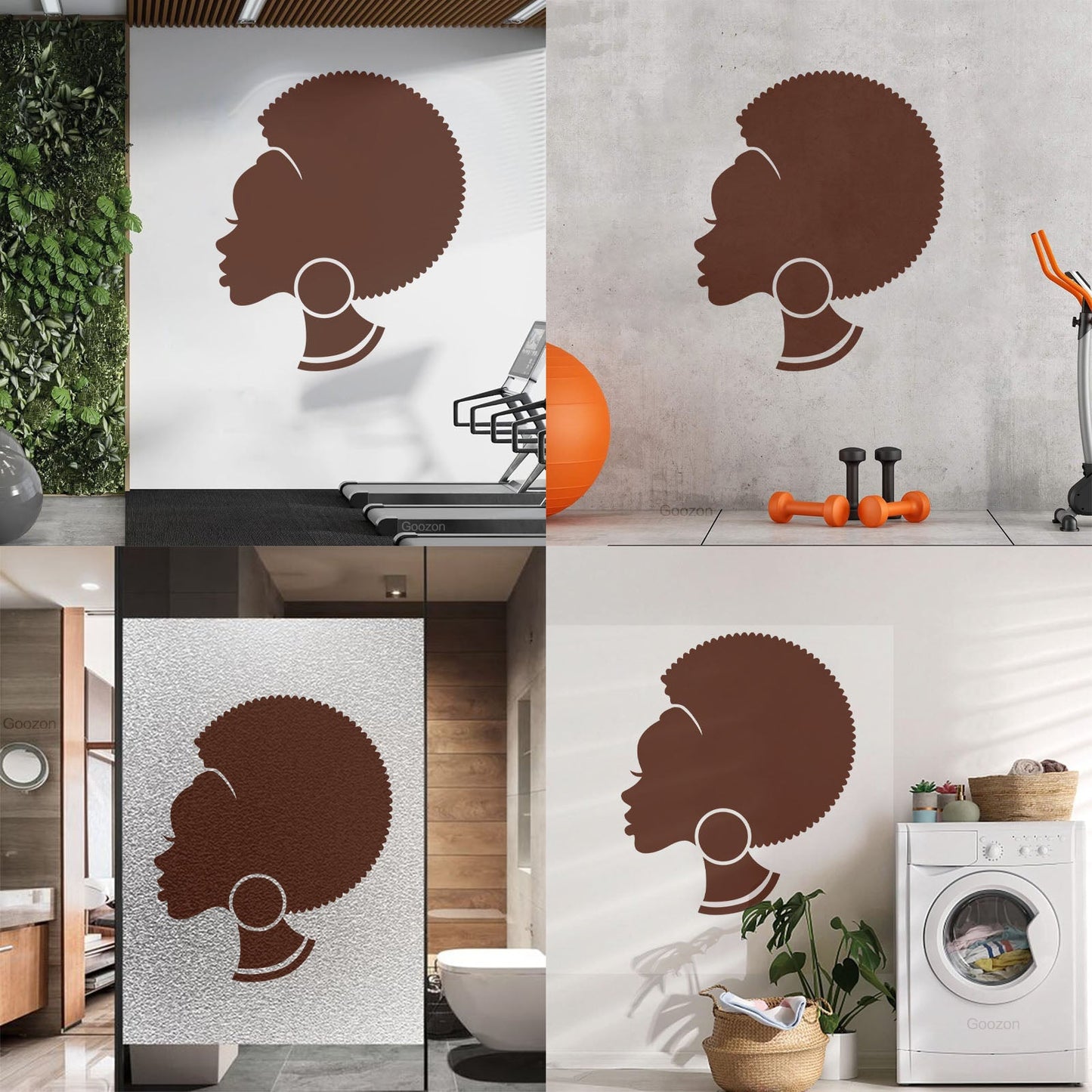 Abstract African Woman Hairstyle Girl Wall Decals Pvc Easy Installation