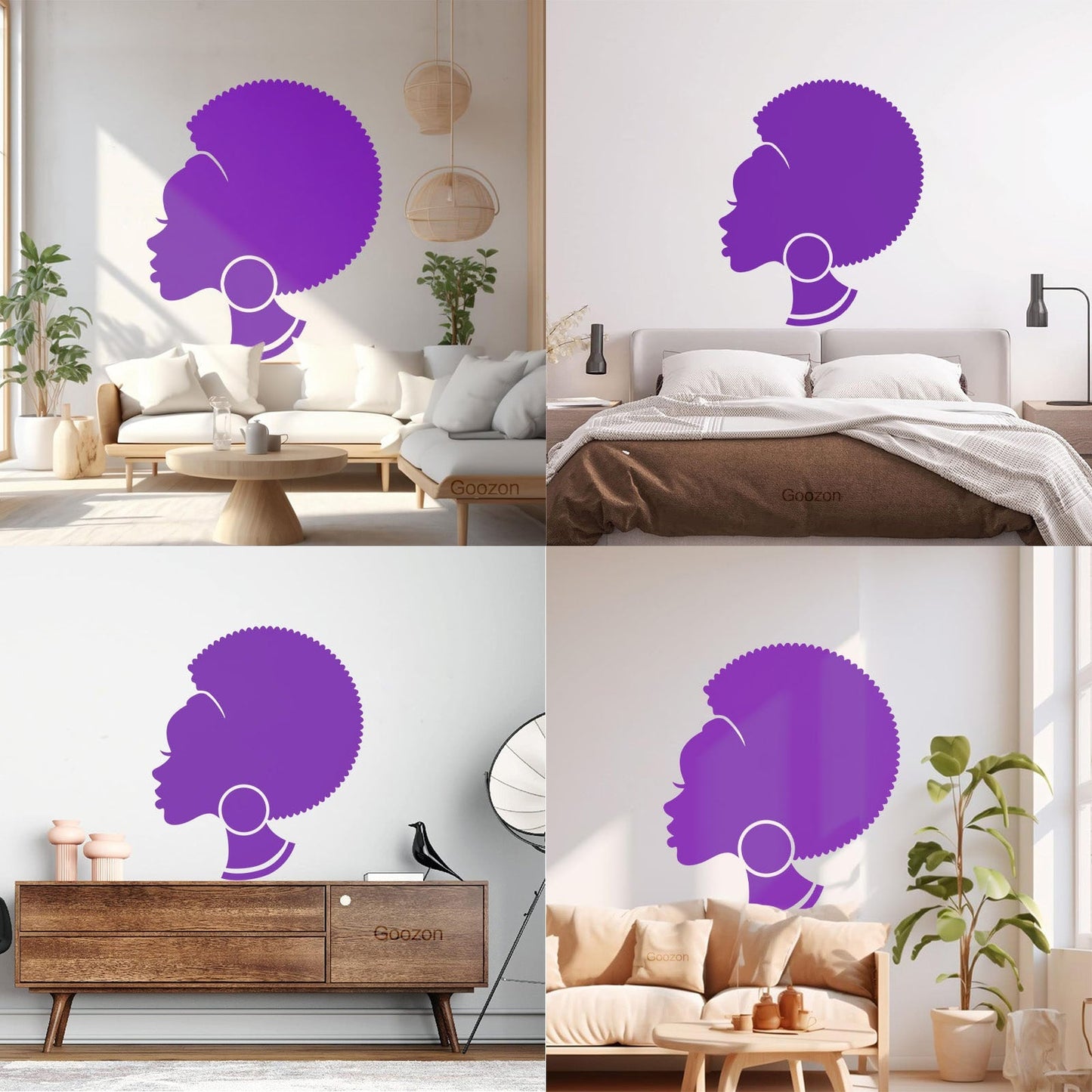 Abstract African Woman Hairstyle Girl Wall Decals Pvc Easy Installation