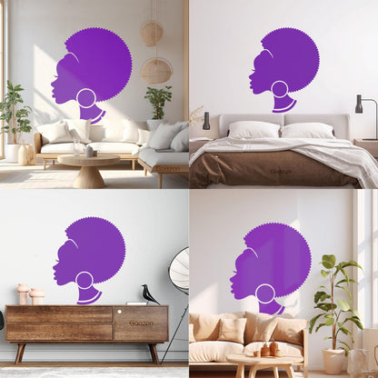 Abstract African Woman Hairstyle Girl Wall Decals Pvc Easy Installation