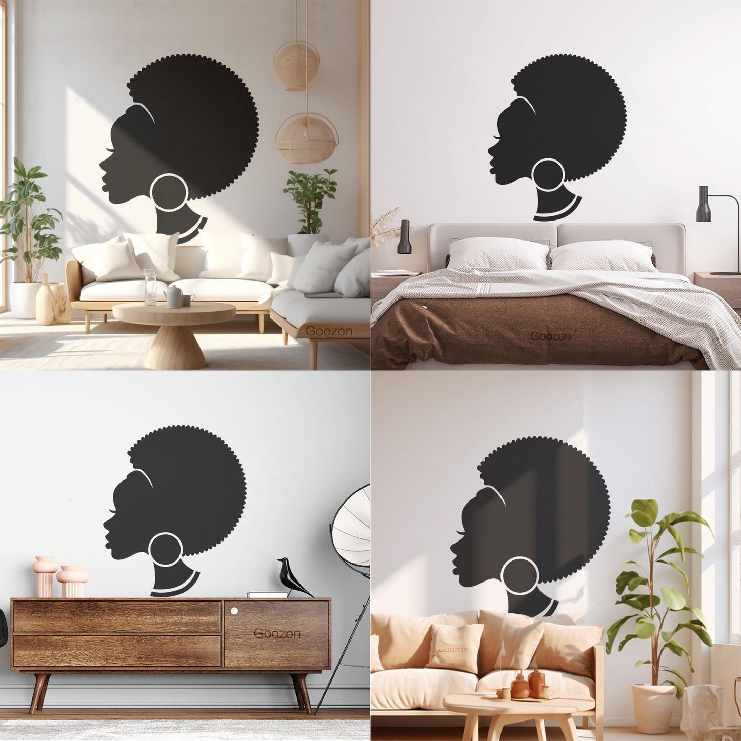 Abstract African Woman Hairstyle Girl Wall Decals Pvc Easy Installation