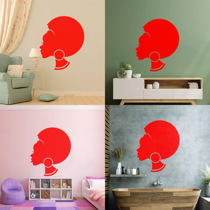 Abstract African Woman Hairstyle Girl Wall Decals Pvc Easy Installation