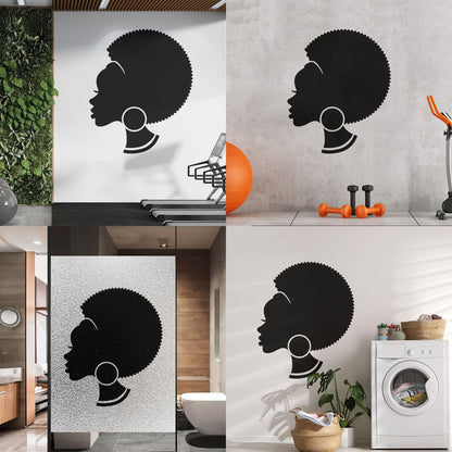 Abstract African Woman Hairstyle Girl Wall Decals Pvc Easy Installation