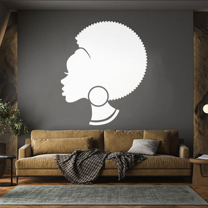 Abstract African Woman Hairstyle Girl Wall Decals Pvc Easy Installation