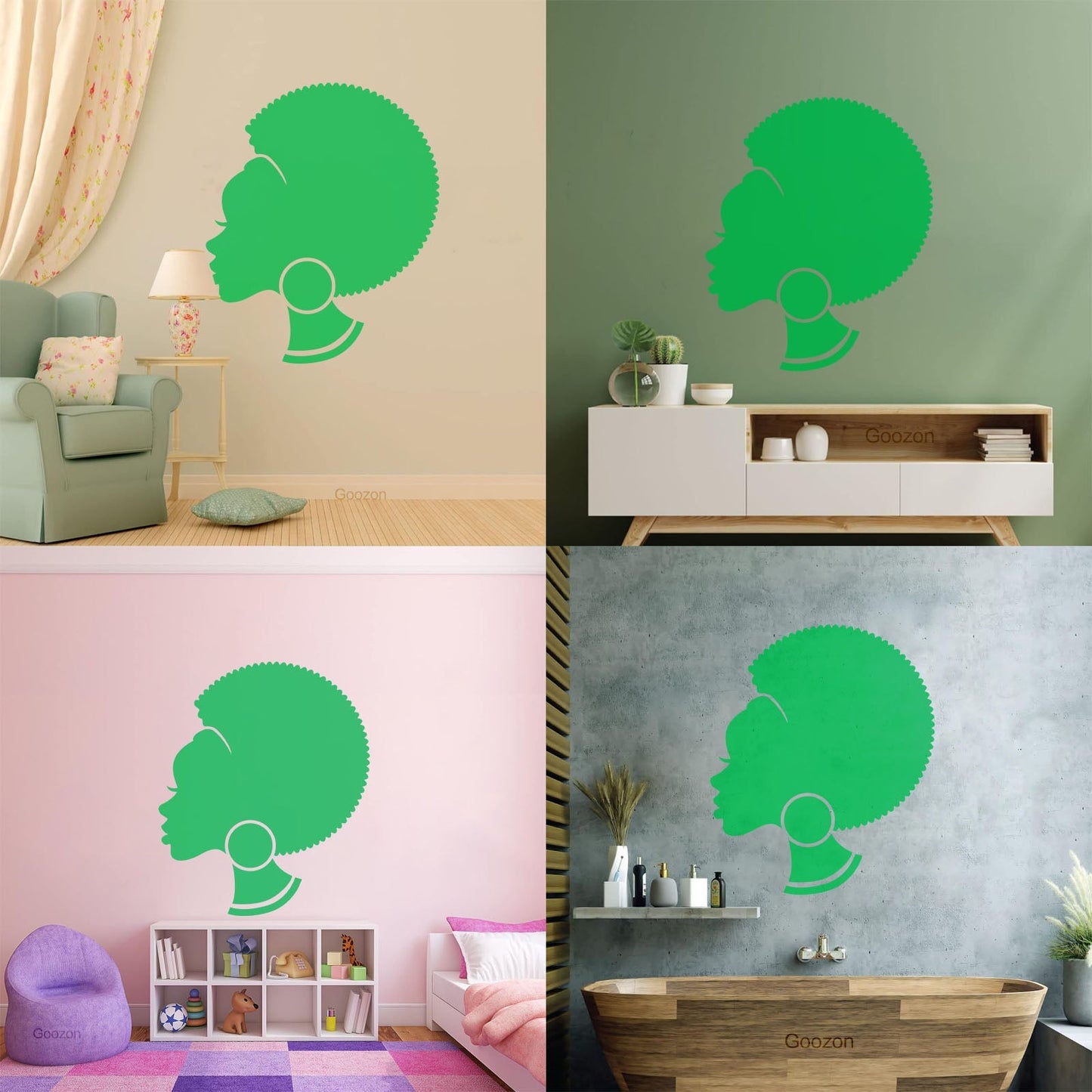 Abstract African Woman Hairstyle Girl Wall Decals Pvc Easy Installation