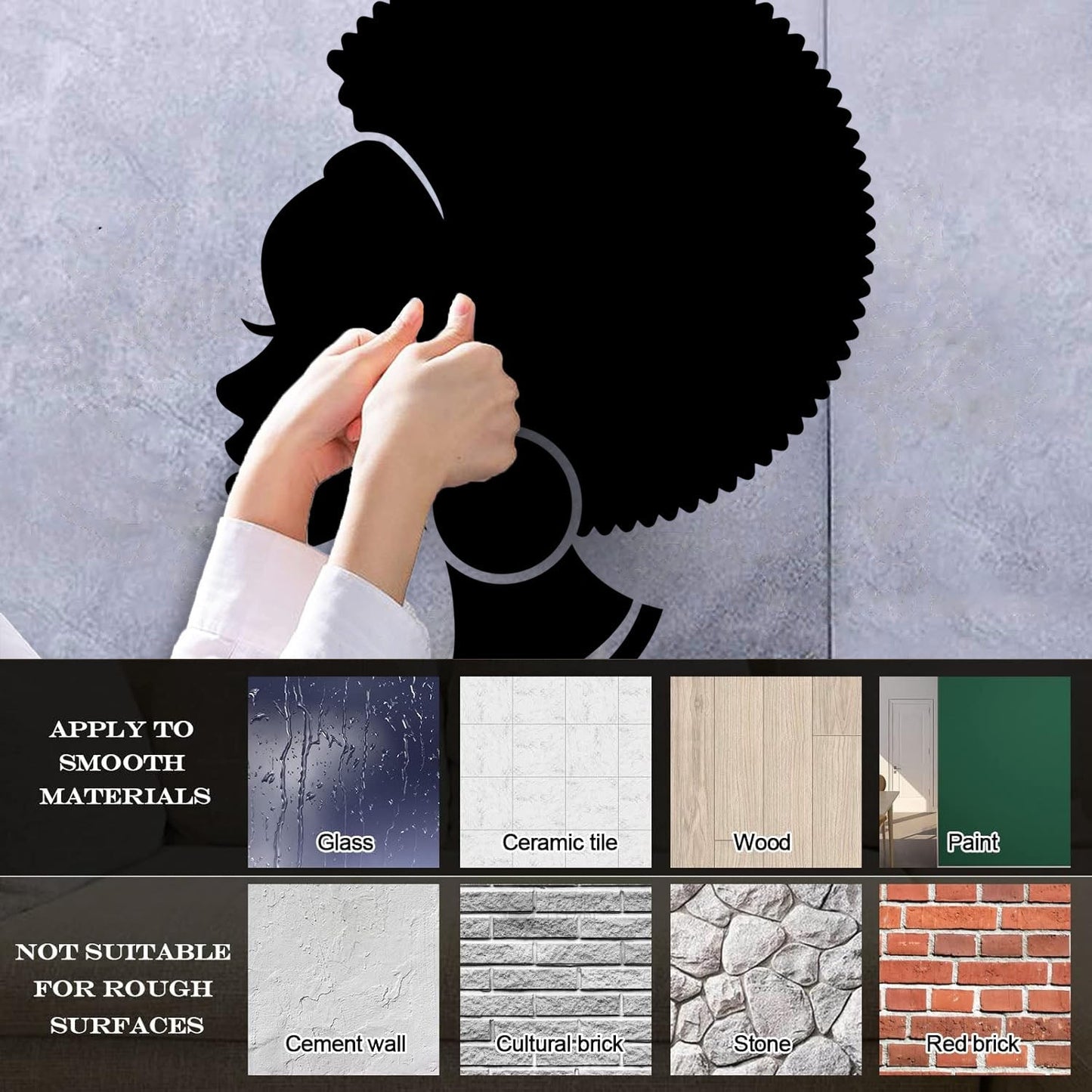 Abstract African Woman Hairstyle Girl Wall Decals Pvc Easy Installation