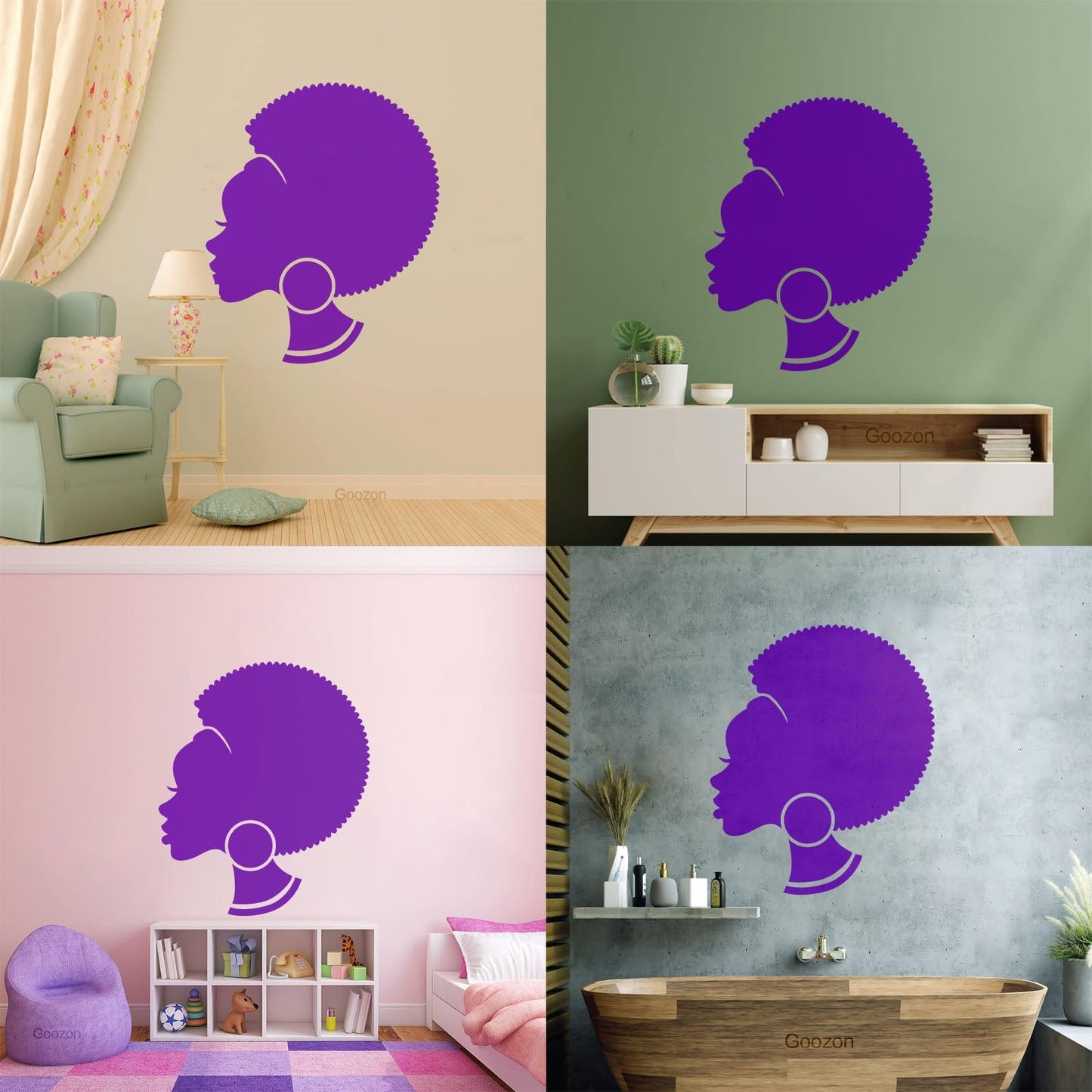 Abstract African Woman Hairstyle Girl Wall Decals Pvc Easy Installation