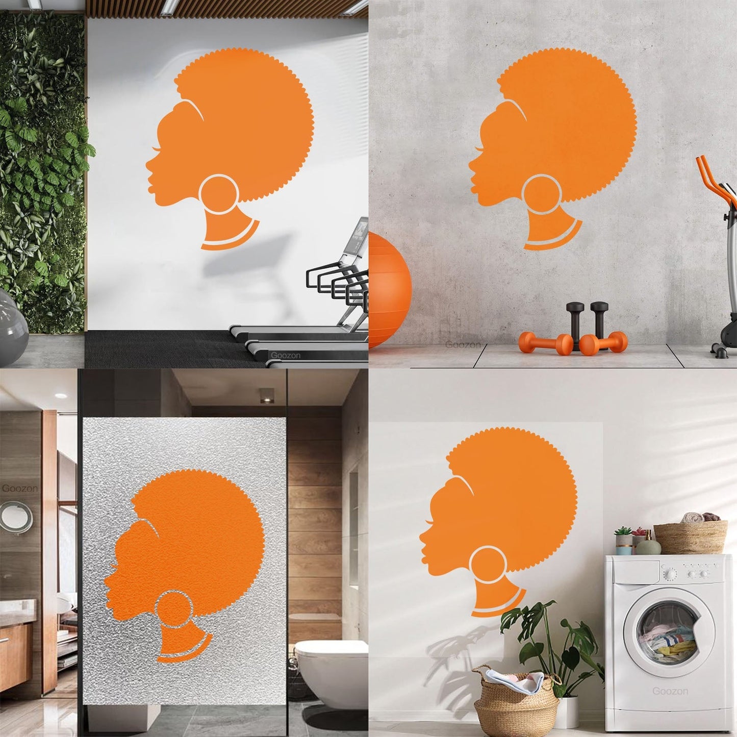 Abstract African Woman Hairstyle Girl Wall Decals Pvc Easy Installation
