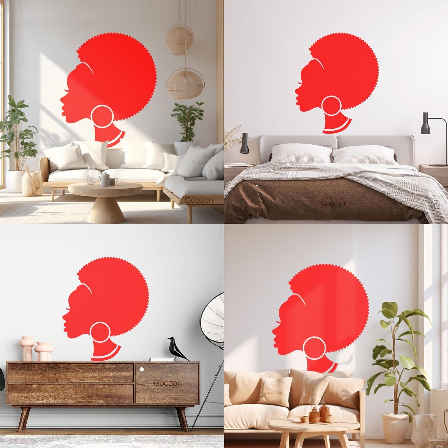 Abstract African Woman Hairstyle Girl Wall Decals Pvc Easy Installation