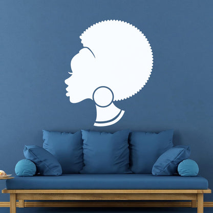 Abstract African Woman Hairstyle Girl Wall Decals Pvc Easy Installation