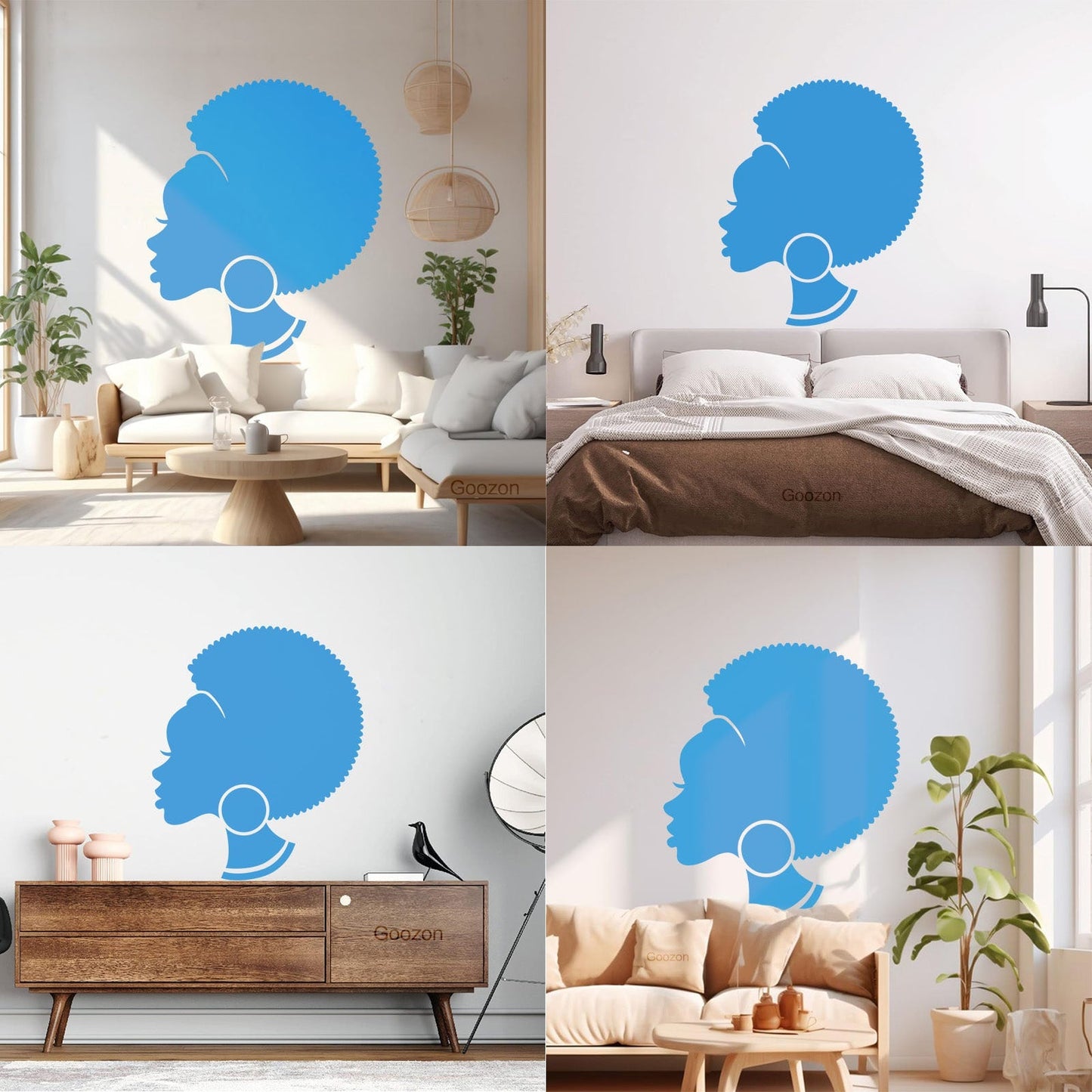 Abstract African Woman Hairstyle Girl Wall Decals Pvc Easy Installation