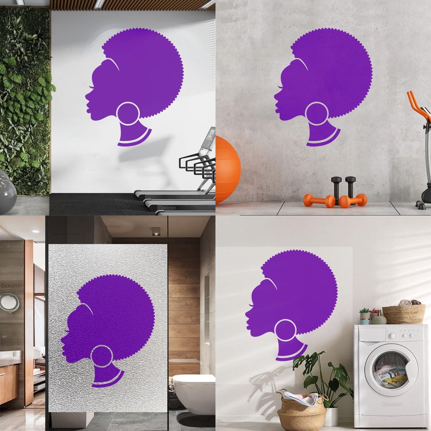 Abstract African Woman Hairstyle Girl Wall Decals Pvc Easy Installation