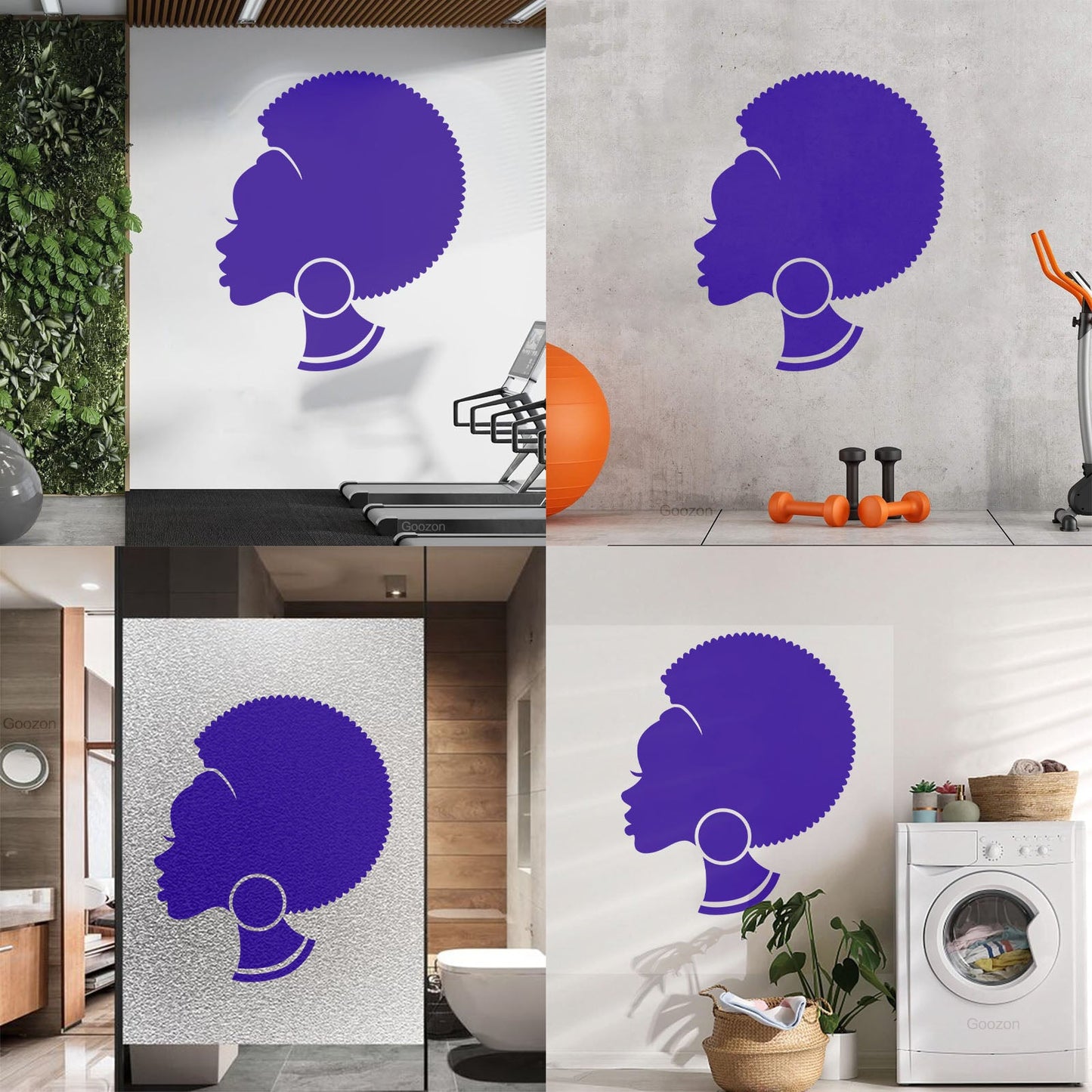 Abstract African Woman Hairstyle Girl Wall Decals Pvc Easy Installation