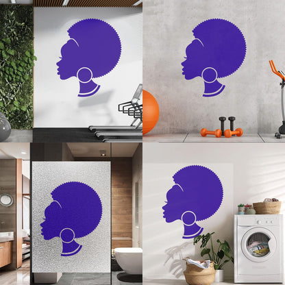 Abstract African Woman Hairstyle Girl Wall Decals Pvc Easy Installation