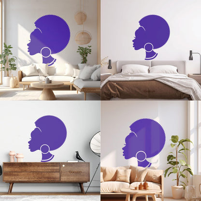 Abstract African Woman Hairstyle Girl Wall Decals Pvc Easy Installation
