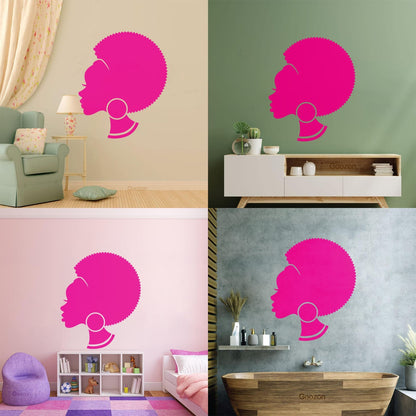 Abstract African Woman Hairstyle Girl Wall Decals Pvc Easy Installation