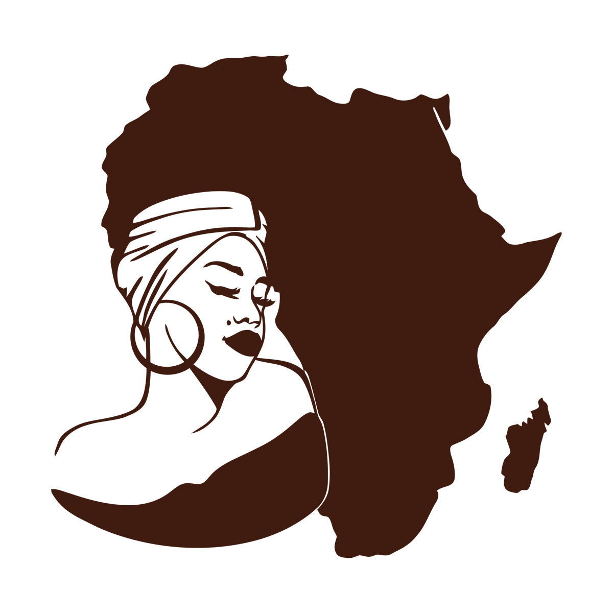 Lettering Stickers Africa Continent Map African Girl Turban Art Mural Painting