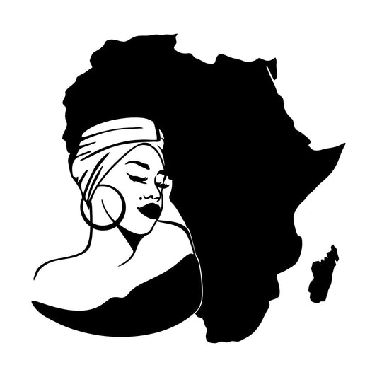 Lettering Stickers Africa Continent Map African Girl Turban Art Mural Painting