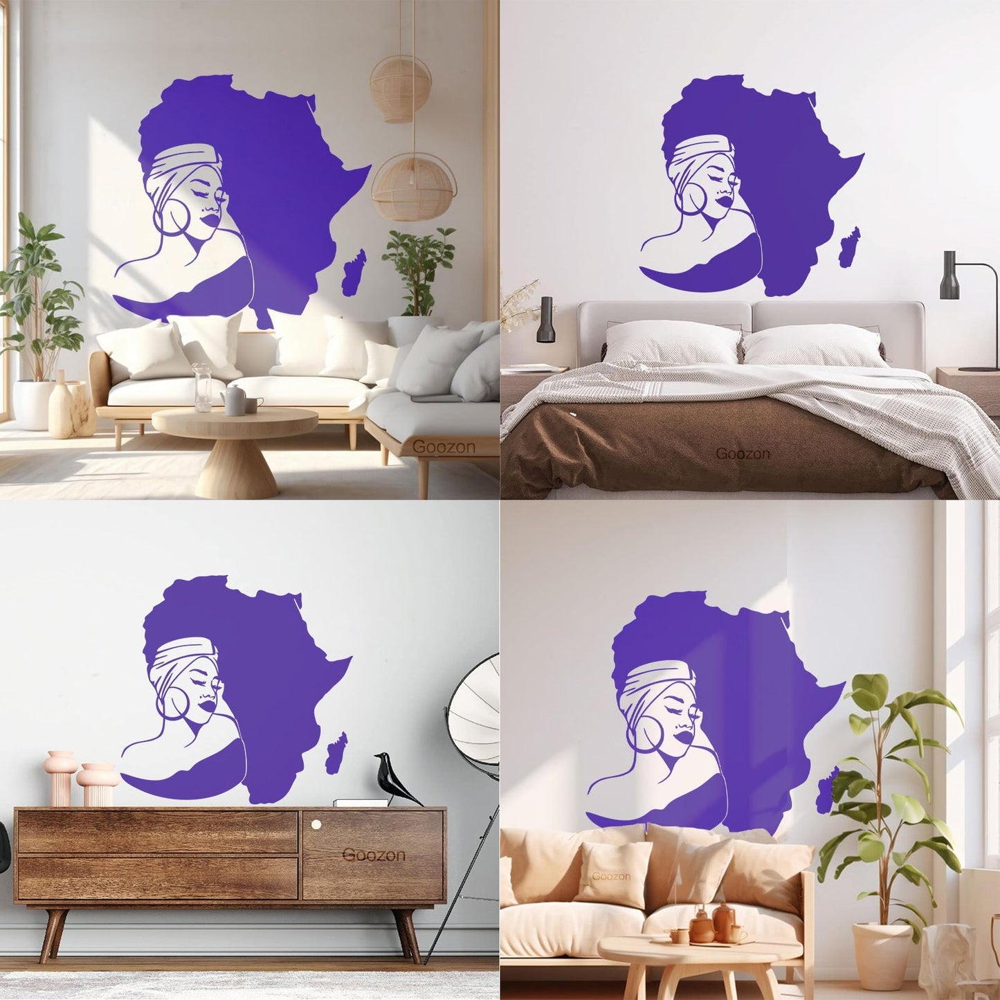 Lettering Stickers Africa Continent Map African Girl Turban Art Mural Painting