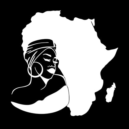 Lettering Stickers Africa Continent Map African Girl Turban Art Mural Painting