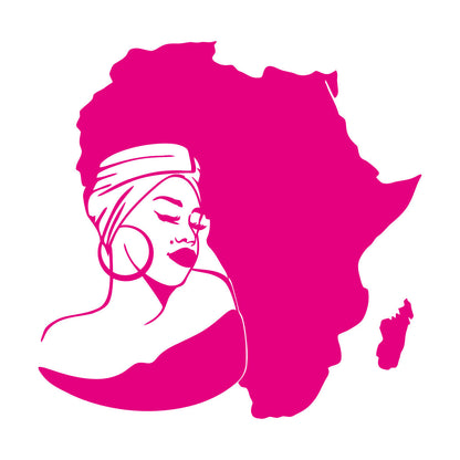 Lettering Stickers Africa Continent Map African Girl Turban Art Mural Painting