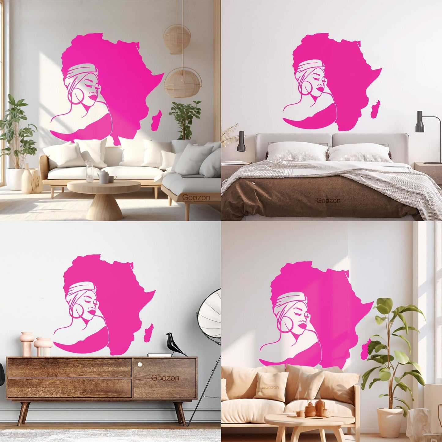 Lettering Stickers Africa Continent Map African Girl Turban Art Mural Painting