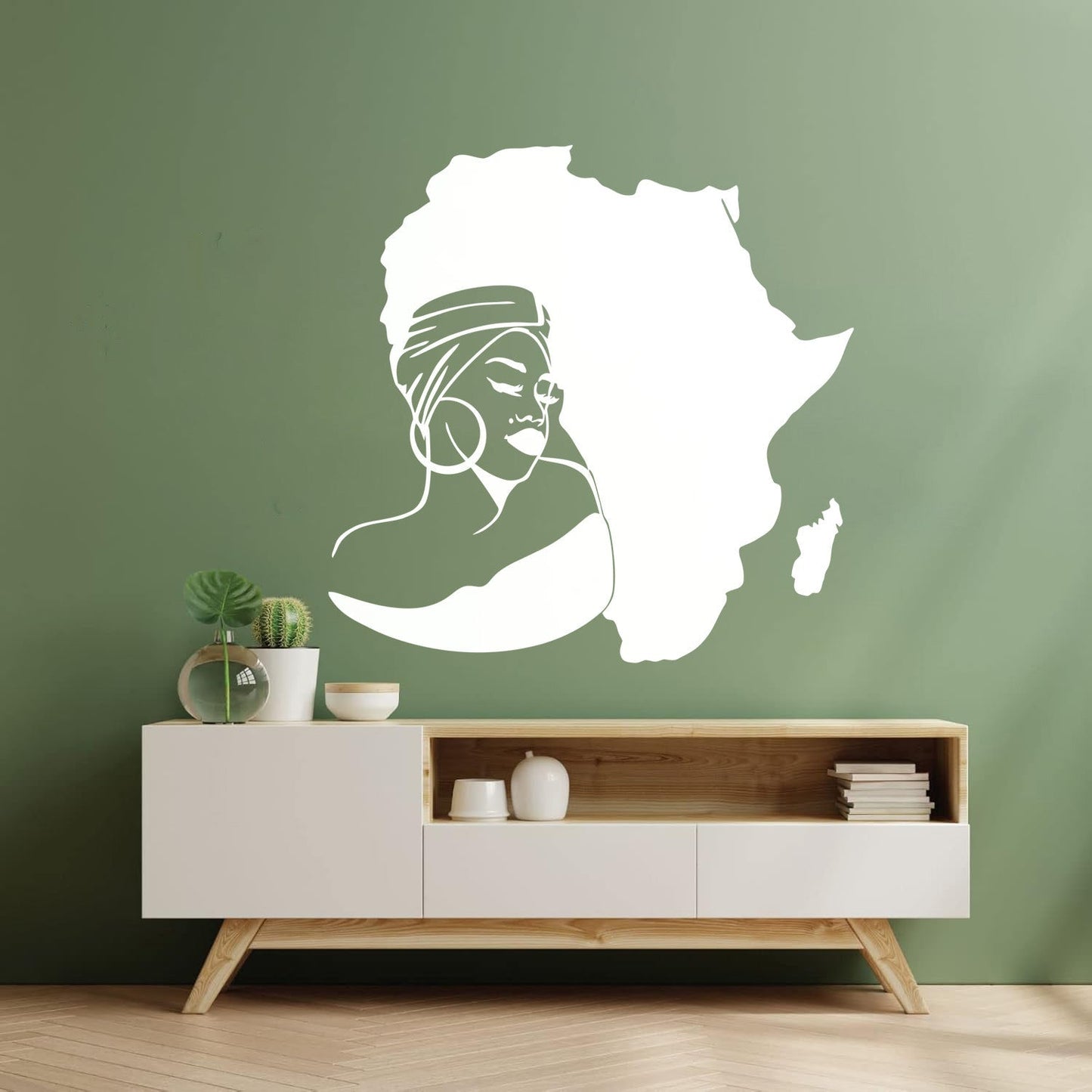 Lettering Stickers Africa Continent Map African Girl Turban Art Mural Painting
