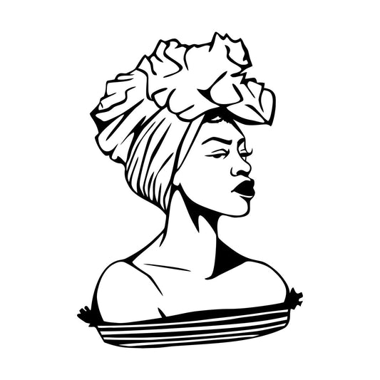 African Beautiful Fashion Turban Woman Girl Face Wall Decals It Won'T Fall Off