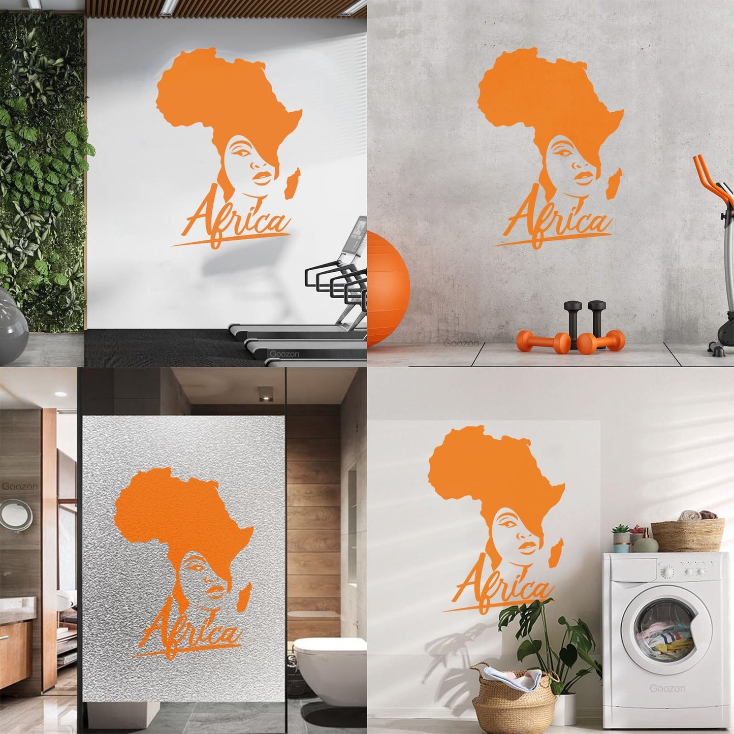 Lettering Stickers African Style Beauty Salon Afro Girl African Map Glass Stickers