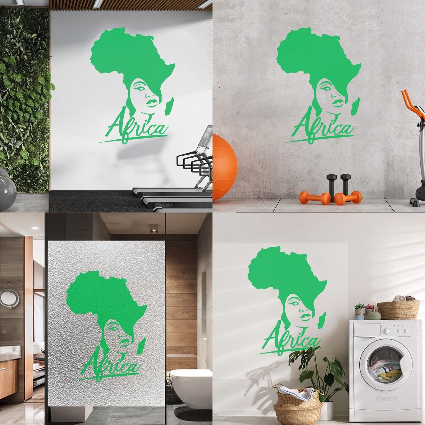 Lettering Stickers African Style Beauty Salon Afro Girl African Map Glass Stickers