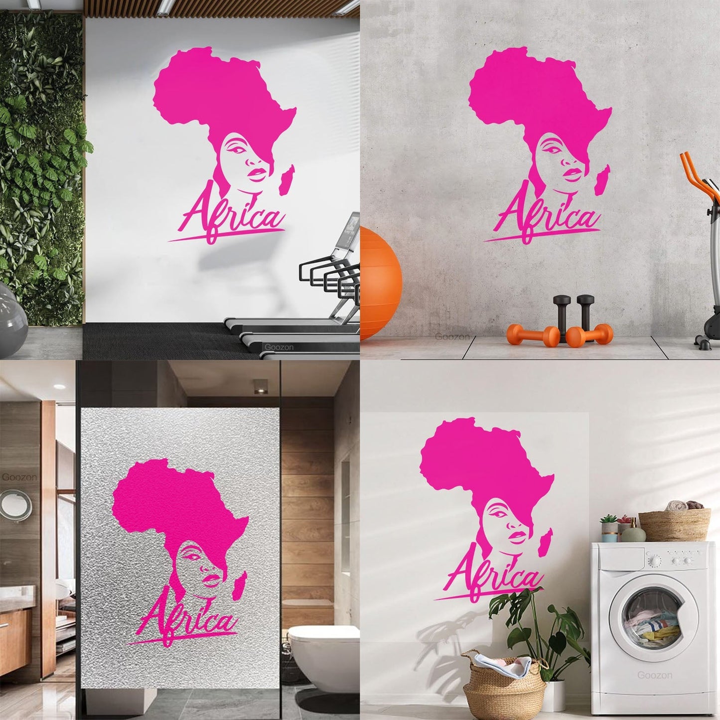 Lettering Stickers African Style Beauty Salon Afro Girl African Map Glass Stickers