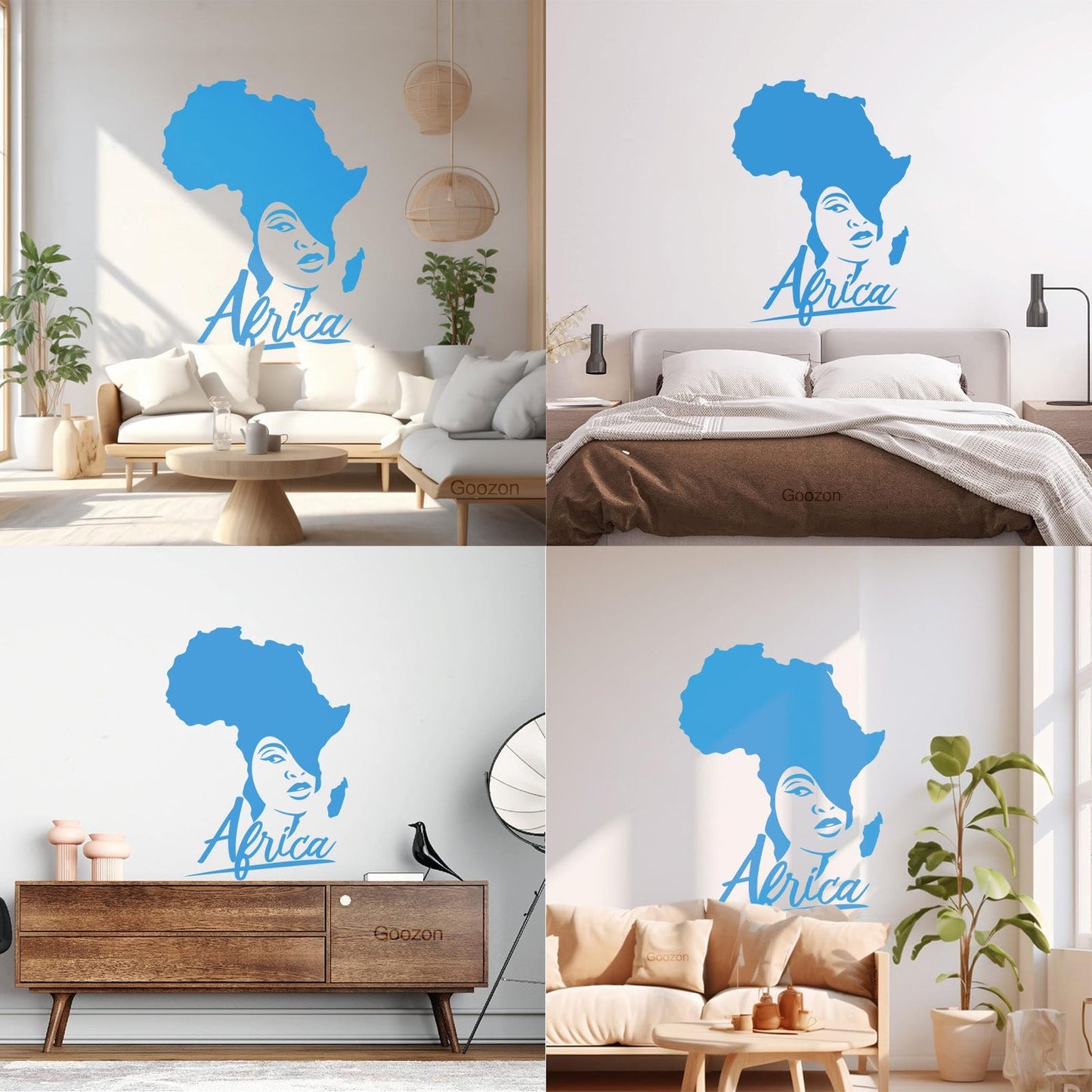 Lettering Stickers African Style Beauty Salon Afro Girl African Map Glass Stickers