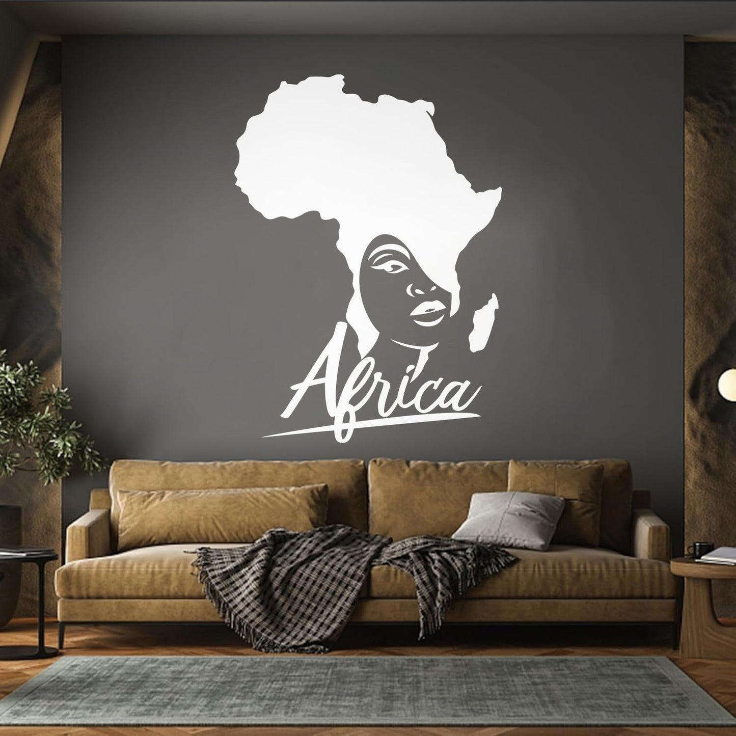 Lettering Stickers African Style Beauty Salon Afro Girl African Map Glass Stickers