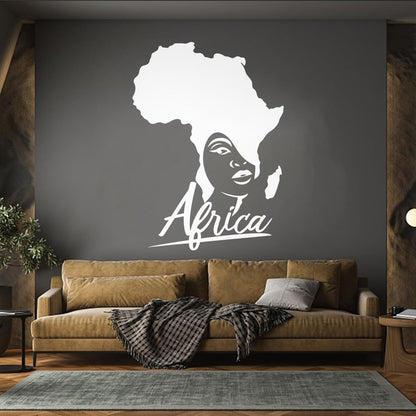 Lettering Stickers African Style Beauty Salon Afro Girl African Map Glass Stickers