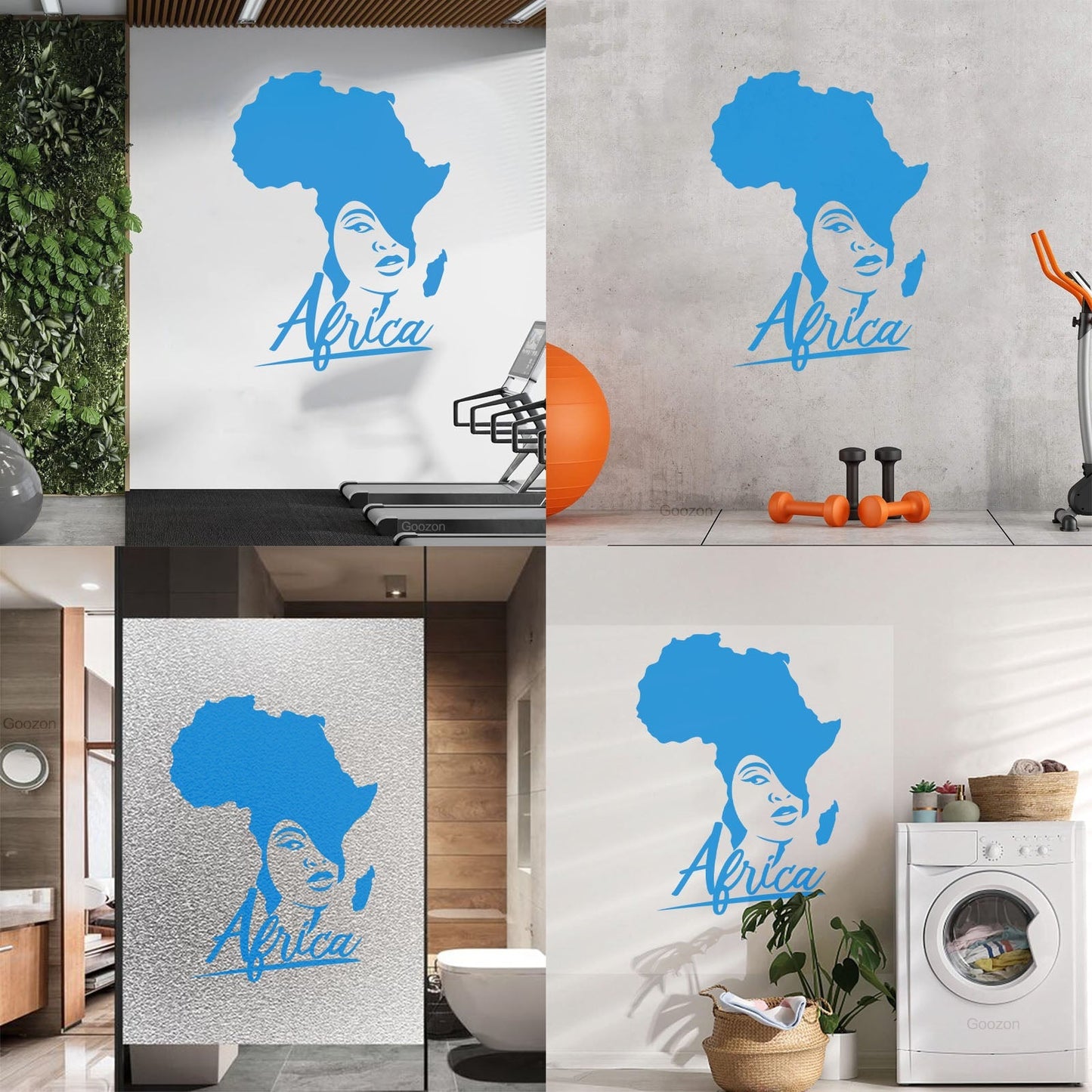 Lettering Stickers African Style Beauty Salon Afro Girl African Map Glass Stickers