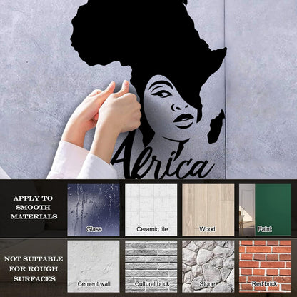 Lettering Stickers African Style Beauty Salon Afro Girl African Map Glass Stickers