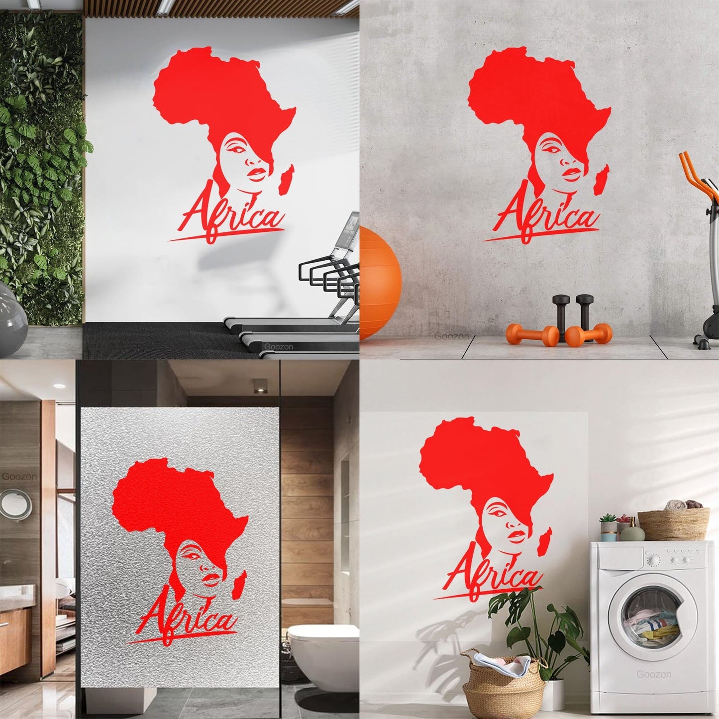 Lettering Stickers African Style Beauty Salon Afro Girl African Map Glass Stickers