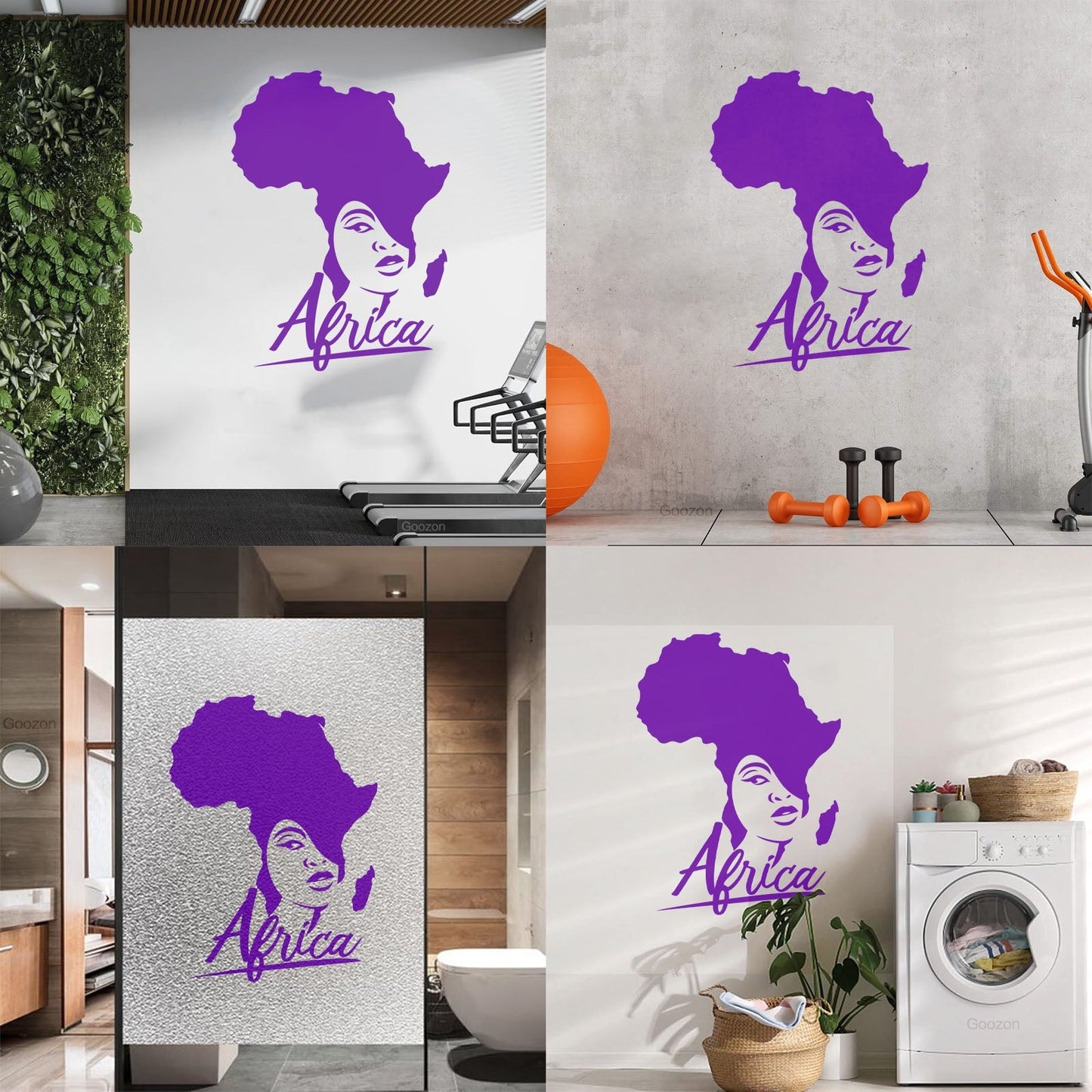 Lettering Stickers African Style Beauty Salon Afro Girl African Map Glass Stickers